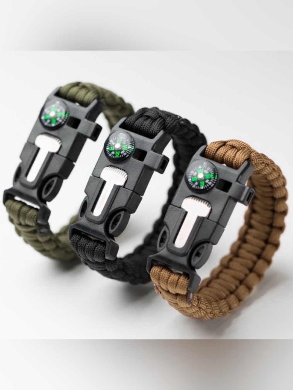 Paracord Outdoor Survival Tactical Bracelet Black Hiking Camping